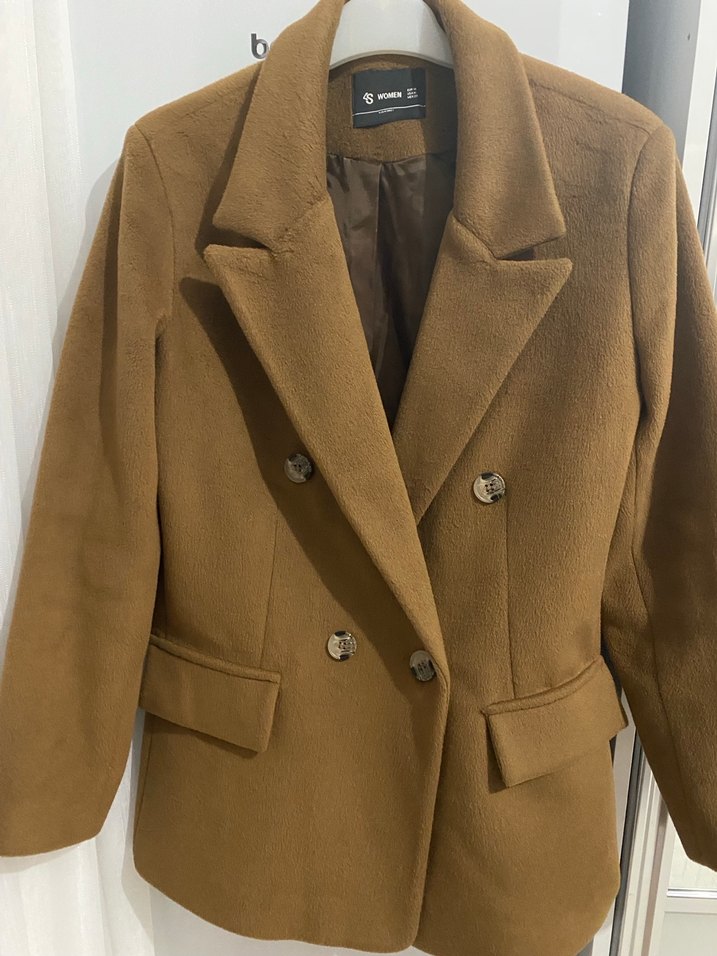 Kadın Kahverengi Süet Düğmeli Blazer Ceket - Görsel 2