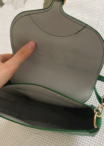  Beden yeşil Renk Yeşil Deri Tokalı Kadın Çanta