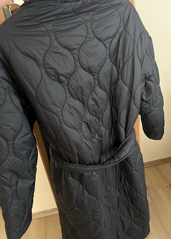 Bershka Kemerli Siyah Midi Kadın Mont Xs beden S/m de uyar