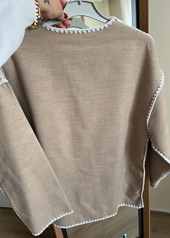 Zara Düğmeli Bej Midi Keten Kadın Ceket