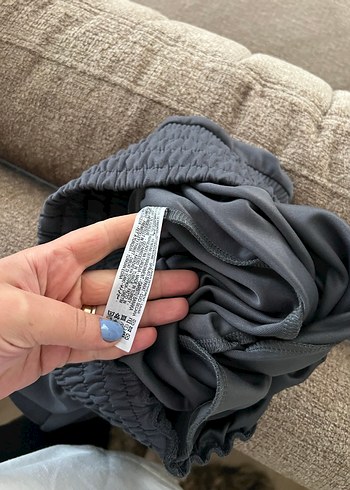 xl Beden Kadın Gri Midi Bol Kesim Kemerli Eşofman