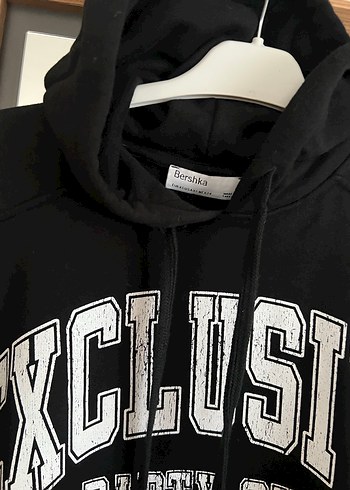 xs Beden Kolsuz Kapüşonlu Siyah Sweatshirt