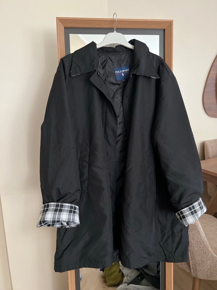 Erkek Siyah Düğmeli Midi Yağmurluk - Görsel 2