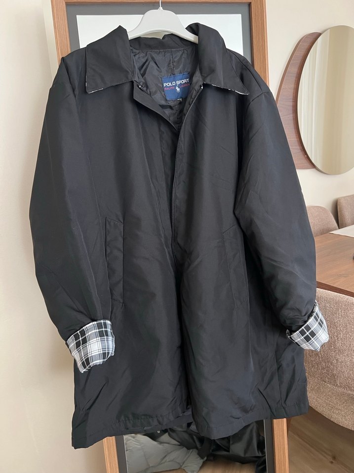 Erkek Siyah Düğmeli Midi Yağmurluk - Görsel 4