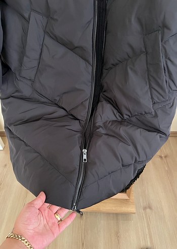 Gri Kadın Midi Boy Sıcak Mont - Görsel 6