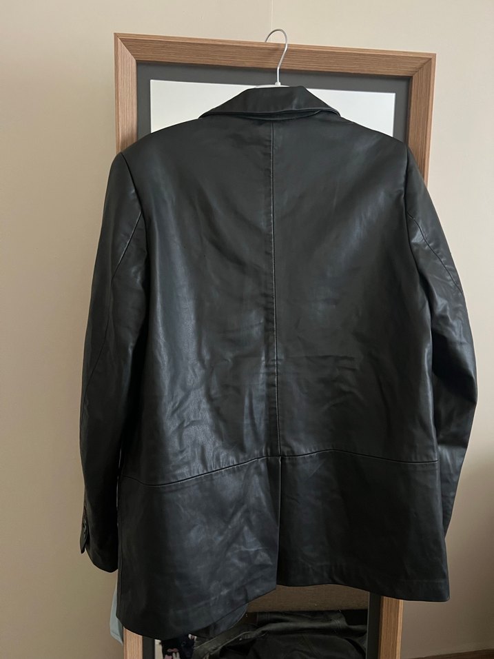 Siyah Deri Midi Ceket - Zara - Görsel 4