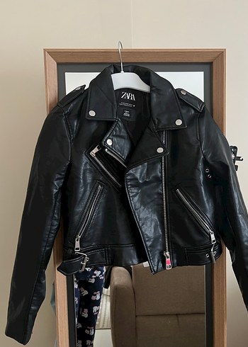 Kadın Siyah Deri Biker Ceket - Görsel 3