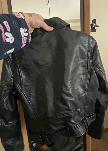 Kadın Siyah Deri Biker Ceket - Görsel 4