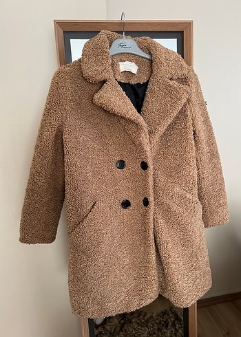 Kahverengi Düğmeli Kadın Yün Kaban - Görsel 2