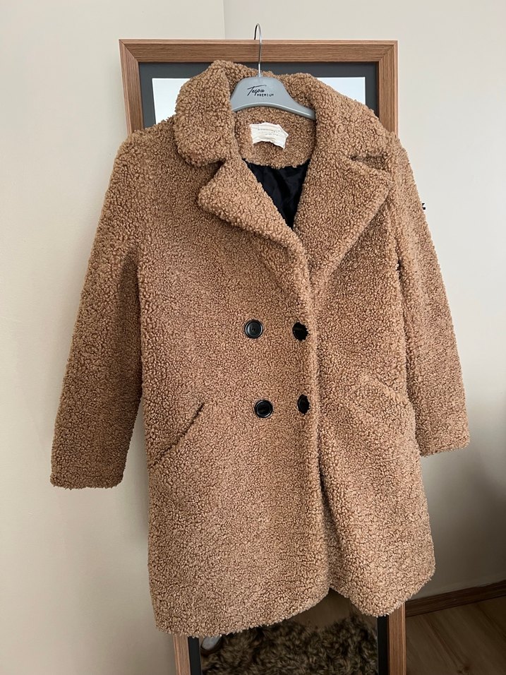 Kahverengi Düğmeli Kadın Yün Kaban - Görsel 2