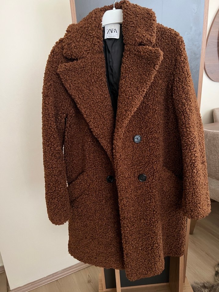 Kahverengi Yumuşak Kumaşlı Kadın Midi Kaban - Görsel 4