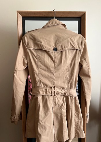 Bej Midi Kadın Trençkot Düğmeli - Görsel 5
