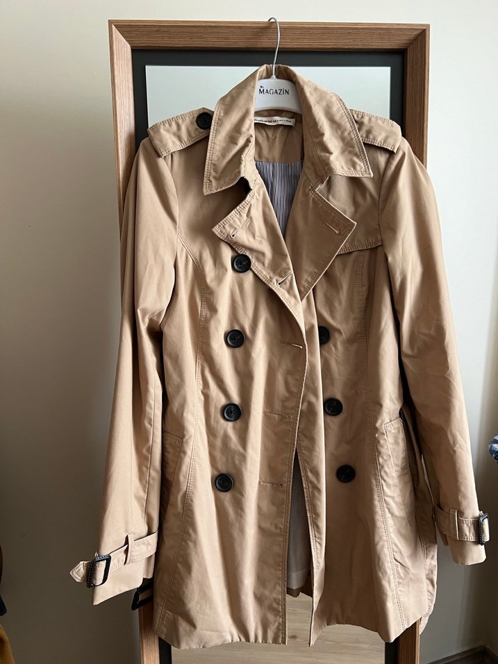 Bej Midi Kadın Trençkot Düğmeli - Görsel 2