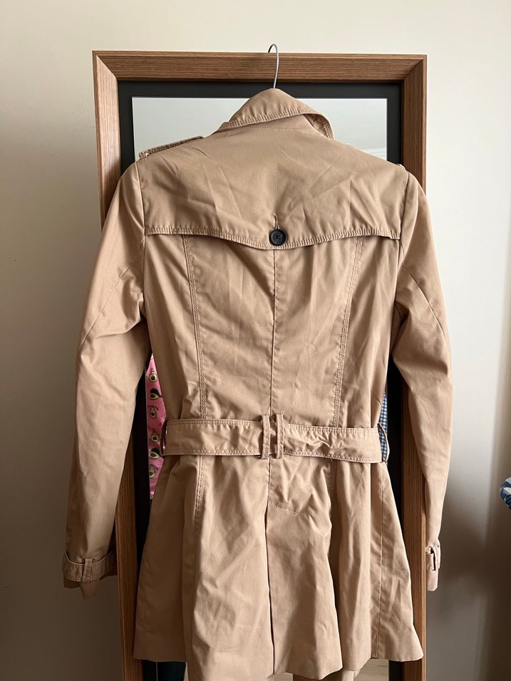 Bej Midi Kadın Trençkot Düğmeli - Görsel 5