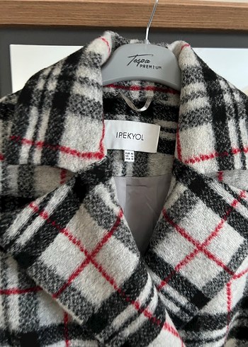 Gri Kareli Kadın Yün Midi Kaban - Görsel 3