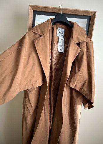 Bej Midi Keten Street Wear Trençkot - Görsel 3