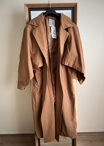 Bej Midi Keten Street Wear Trençkot - Görsel 2