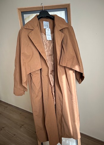 Bej Midi Keten Street Wear Trençkot - Görsel 4