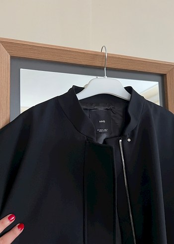 Siyah Midi Kadın Fermuarlı Ceket - Görsel 5