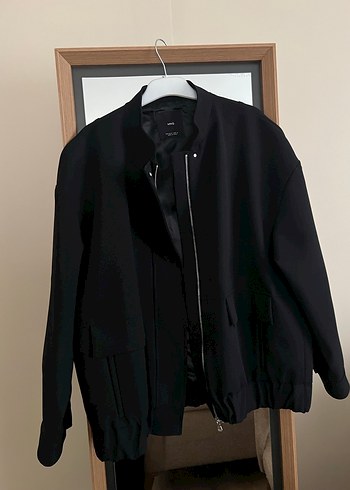 Siyah Midi Kadın Fermuarlı Ceket - Görsel 2