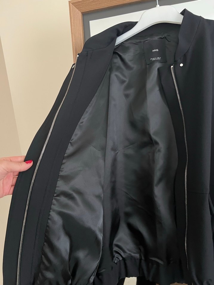 Siyah Midi Kadın Fermuarlı Ceket - Görsel 3