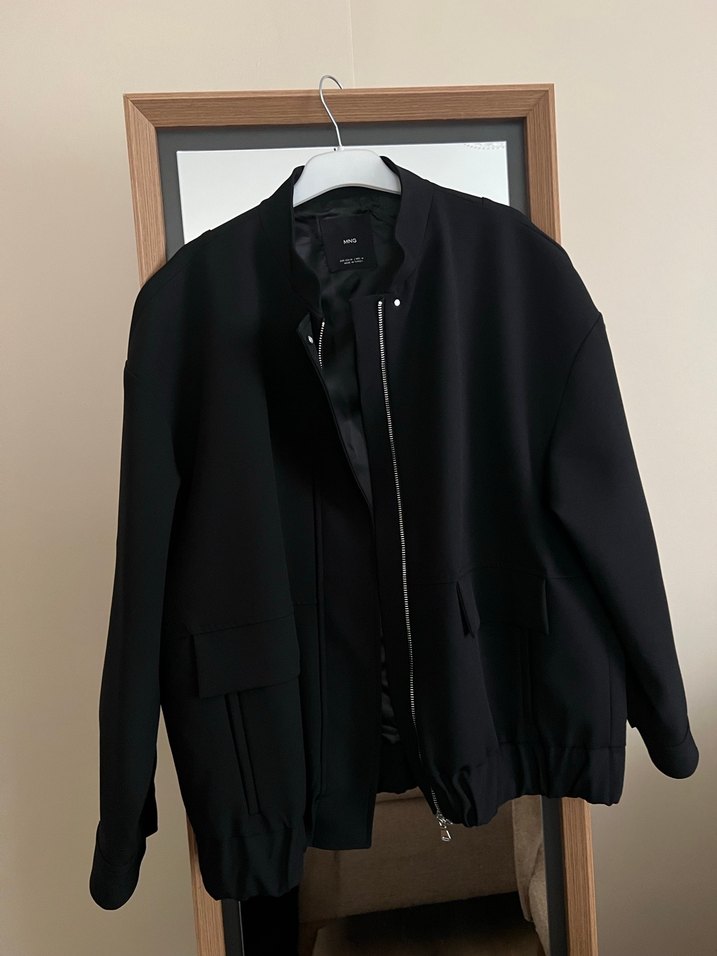 Siyah Midi Kadın Fermuarlı Ceket - Görsel 2
