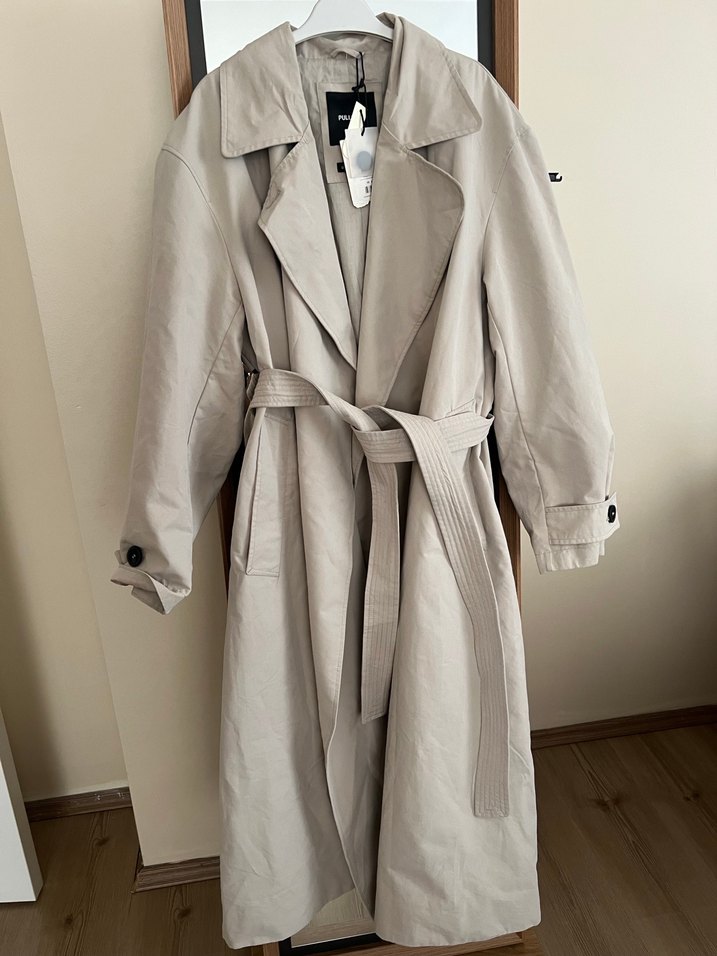 Bej Kemerli Midi Trench Coat - Görsel 2