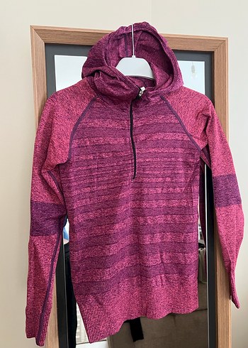 m Beden Bordo Kapüşonlu, İnce Örgü Kadın Sweatshirt