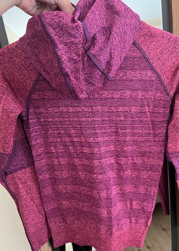 m Beden bordo Renk Bordo Kapüşonlu, İnce Örgü Kadın Sweatshirt