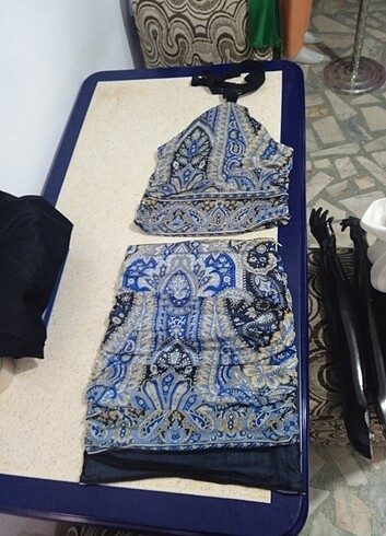 xs Beden Dijital baskılı büzgülü astarlı takim