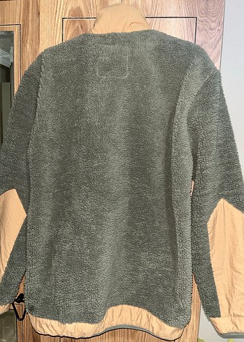 Cep Detaylı Kahverengi ve Gri Fermuarlı Polar - Görsel 2