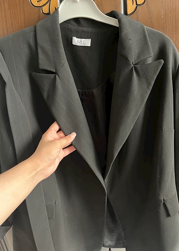 l Beden Kadın Siyah Kuşaklı Uzun Blazer