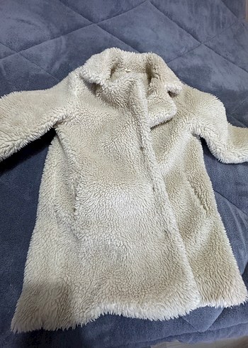 Bej Peluş Kadın Midi Kaban - Görsel 2