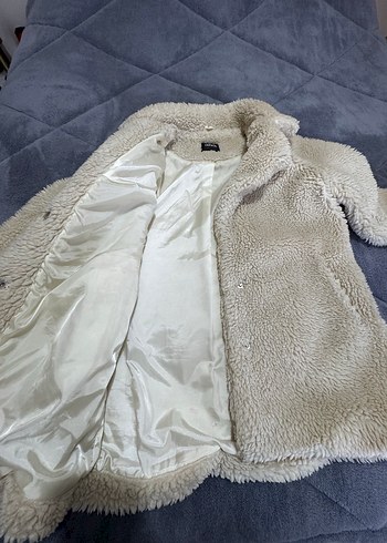 Bej Peluş Kadın Midi Kaban - Görsel 3