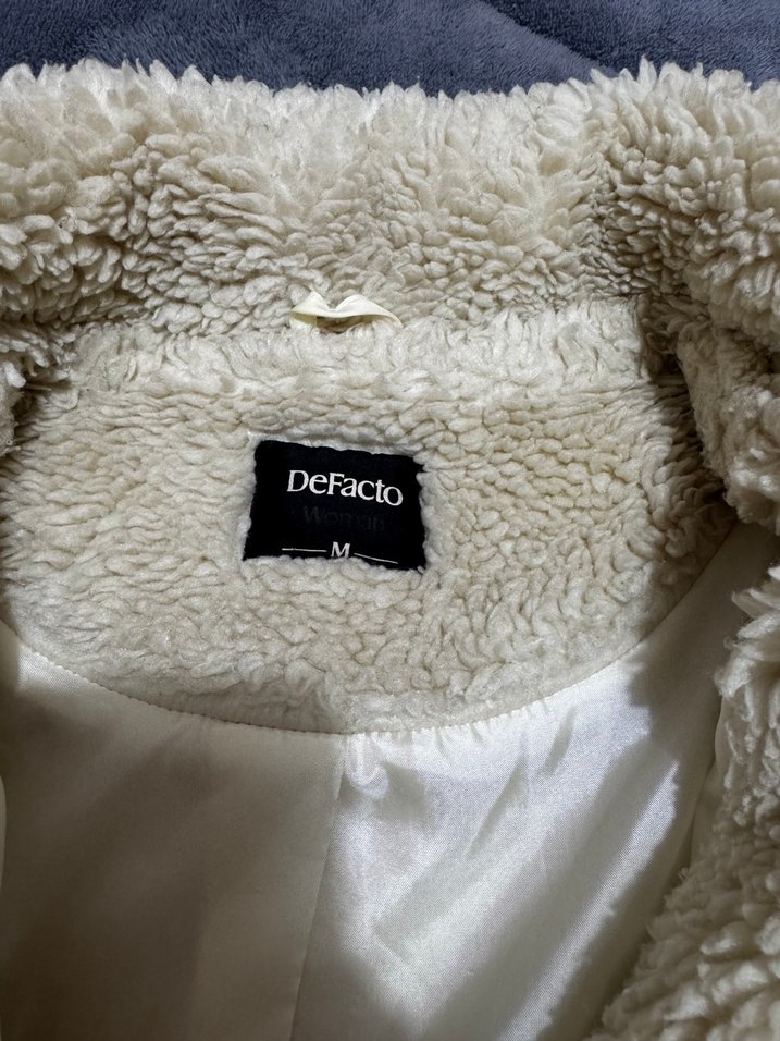 Bej Peluş Kadın Midi Kaban - Görsel 4