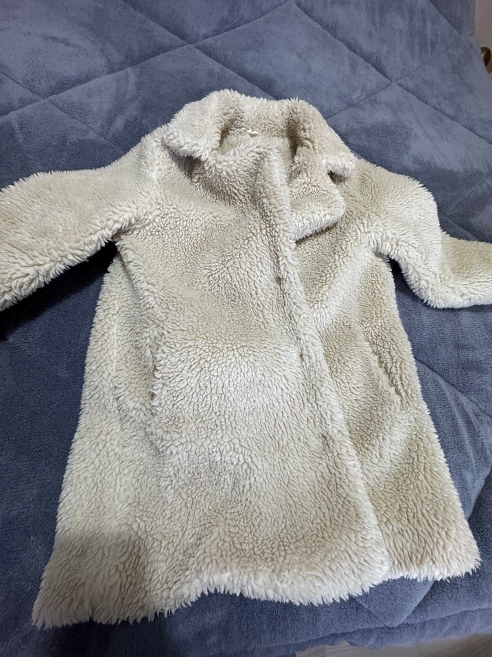 Bej Peluş Kadın Midi Kaban - Görsel 2