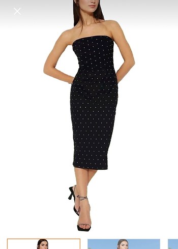 Trendyol & Milla Siyah Straplez Midi Elbise