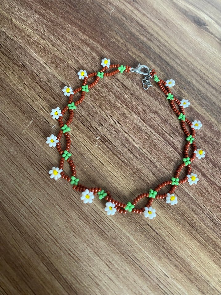 Çiçek Desenli Boncuklu Mini Bohem Halhal - Görsel 2