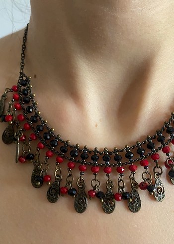 Uzun Etnik Boncuklu Kadın Kolye - Görsel 3