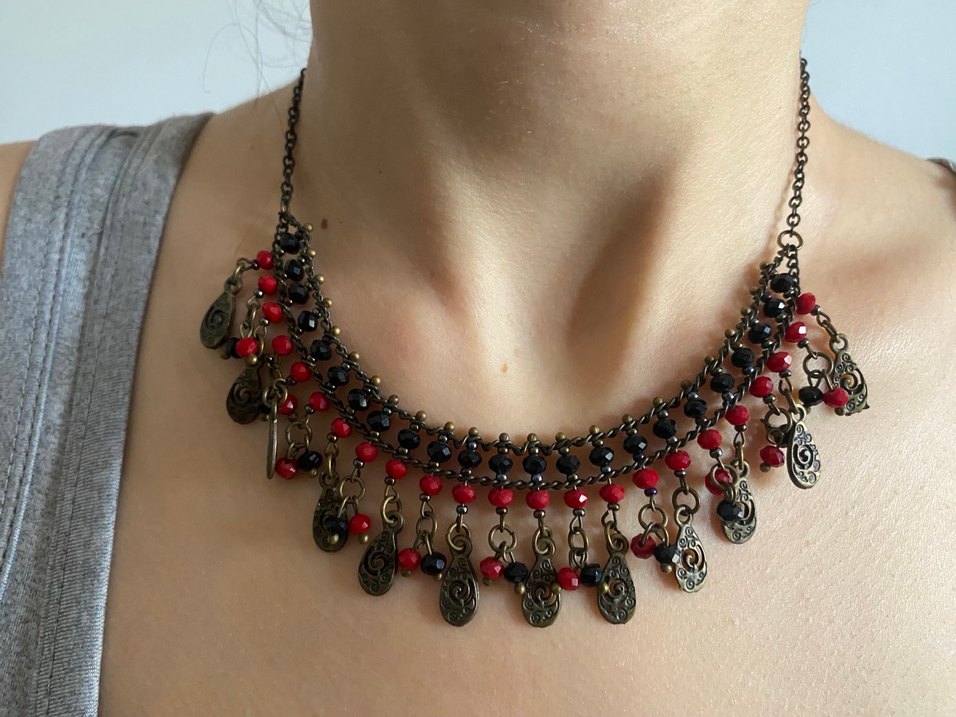 Uzun Etnik Boncuklu Kadın Kolye - Görsel 3