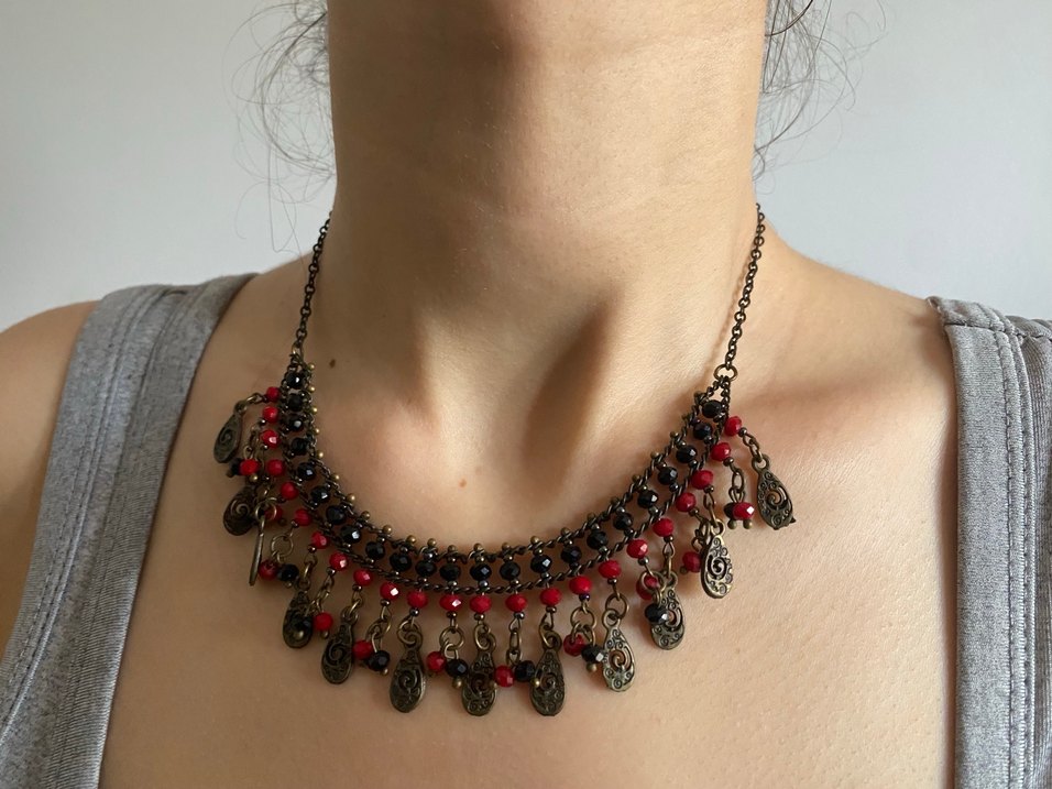 Uzun Etnik Boncuklu Kadın Kolye - Görsel 2