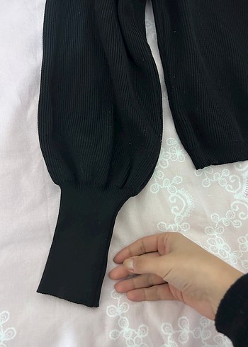 Siyah Triko Kadın Uzun Kollu Bluz - Görsel 2