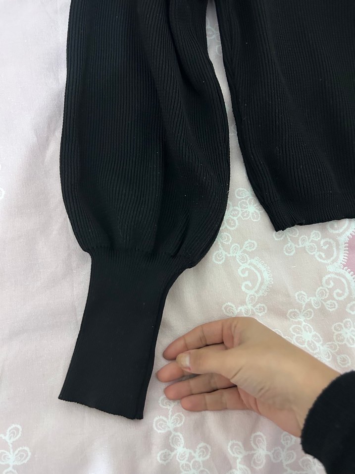 Siyah Triko Kadın Uzun Kollu Bluz - Görsel 2