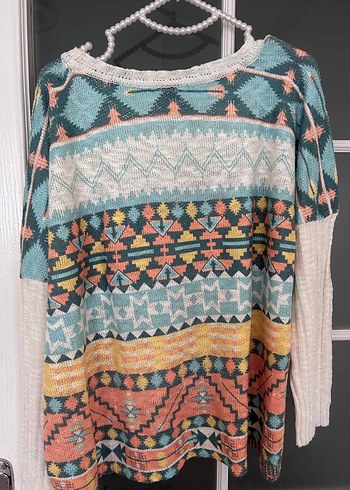 Etnik bohem kadın triko - Görsel 4