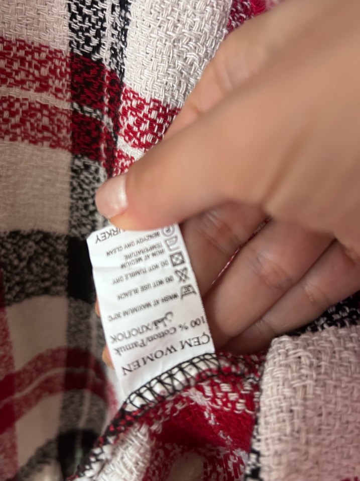 Kırmızı oduncu Ekose Düğmeli Kadın Gömlek - Görsel 2