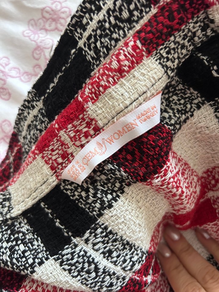 Kırmızı oduncu Ekose Düğmeli Kadın Gömlek - Görsel 3