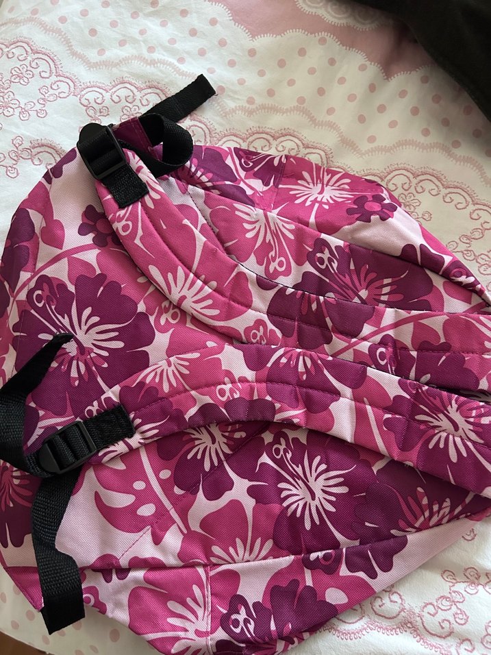 Çiçek Desenli Pembe Kadın Sırt Çantası - Görsel 3