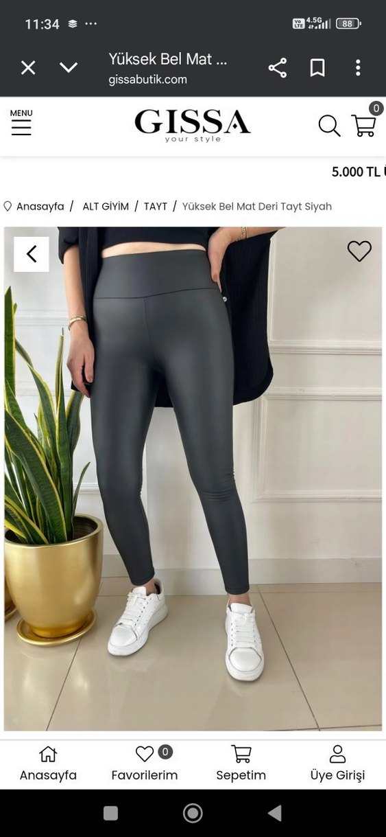 Mat Deri Yüksek Bel Kadın Tayt - Görsel 2