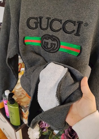 Gri Kapüşonlu Sweatshirt - Görsel 4