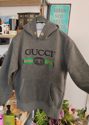 Gri Kapüşonlu Sweatshirt - Görsel 2